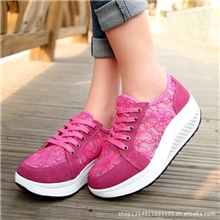 2013透视蕾丝单鞋女鞋摇摇鞋反绒真皮摇摆鞋减肥瘦身塑形健瘦鞋子