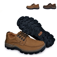 头层牛皮商务休闲鞋品牌男鞋子男秋男士磨砂皮真皮户外鞋批发