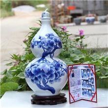 热销景德镇圆球陶瓷酒瓶10斤酒坛名家吴文瀚手绘青花瓷十斤装