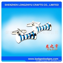 厂家直销蓝条纹合金入色袖扣蓝宝石金属袖扣专业袖扣制作