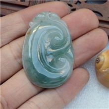 冰糯种玉质细腻有底色飘黄翡洒金如意翡翠挂件61208075780