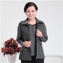 2329-2中老年女装秋季新款长袖T/马夹两件套中老年妈妈装批发