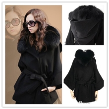 2013新款秋冬装女装韩版绵羊绒呢大衣真狐狸毛优雅OL女毛呢外套