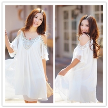 女装批发2013新款女装批发夏装韩版SZ1503荷叶边钉珠露肩连衣裙