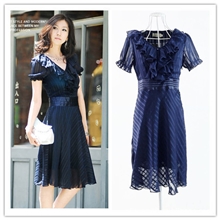 女装批发2013夏装新款韩版SZ19879荷叶边淑女连衣裙服装批发