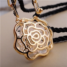 发旺饰品批发韩国时尚水晶玫瑰长款项链复古毛衣链饰品