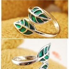 A024韩版戒指批发滴油树叶戒指指环