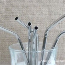 食品级不锈钢吸管美观易携带耐用-弯式带螺纹配有清洁刷