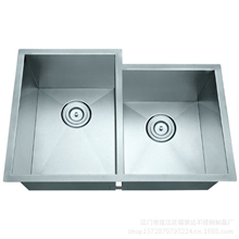 2013新款HS2918-8-Z直角手工双盆手工水槽高品质不锈钢制