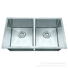 经济型不锈钢手工水槽优质RHS8247圆角手工双盆一体成型水盆