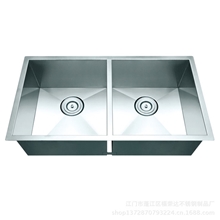 不锈钢直角高品质手工盆HS2918-ZB手工水槽双槽一体成型厂家批发