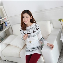 新款韩国女装批发秋冬中长款大码包臀女式打底复古小鹿毛衣