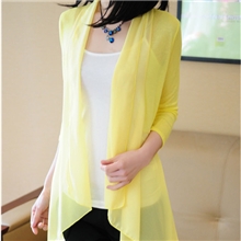 2013夏季超薄透明中长款开衫空调衫披肩外搭雪纺罩衫防晒衫防晒衣