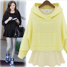 2013#KK韩国代购正品明星同款休闲长袖卫衣连衣裙两件套针织