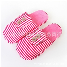 批发秋冬款韩版条纹男女情侣家居地板拖棉拖鞋保暖鞋批发