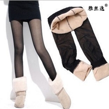 秋冬装批发女式新款假透肉双层打底裤透肉色竹炭加厚九分保暖裤