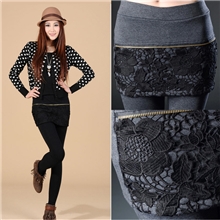 秋冬裙裤新款加厚加绒蕾丝拉链包臀裙裤假两件裤裙打底裤裙批发