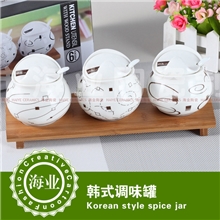 zakka欧式风陶瓷竹木厨房调味罐创意居家必备调味瓶调料盒调料罐