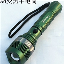 小额批发A8旋转变焦强光手电筒Q5XPE强光手电充电式强光手电