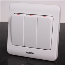 供应官方防伪/正品西门子墙壁开关插座/远景雅白-三开双控开关