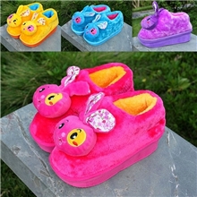 可爱小兔子精品厚底防水高跟摇摆女拖鞋冬季保暖增高包跟棉拖鞋