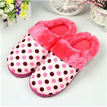 厂家直销特价冬季圆点半包跟家居拖鞋情侣防滑居家棉拖鞋批发