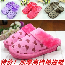 新款冬季精品超柔绒居家棉拖鞋心连心家居拖鞋加厚底拖鞋批发