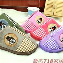 冬季精品四拼细格子居家室内棉拖鞋加厚底男女情侣保暖防滑拖鞋