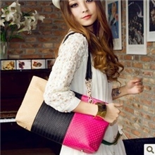 2013最新款式拼色包包流行时尚女包韩版女包潮流撞色女包