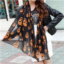 明星同款欧美风鬼头大小骷髅头丝巾披肩围巾爆款批发