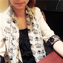 骷髅围巾骷髅皇冠围巾骷髅头围巾批发雪纺围巾丝巾