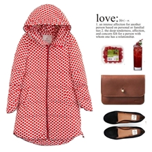 13新秋冬女欧美风长款波点加厚保暖时尚显瘦堆堆领外套羽绒服W052