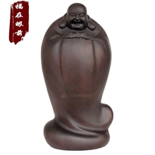福在眼前(18CM)五福临门弥勒佛黑檀木雕弥勒佛摆件招财弥勒佛