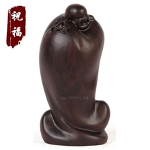 五福之祝福(18CM)五福临门弥勒佛黑檀木雕弥勒佛摆件招财弥勒佛