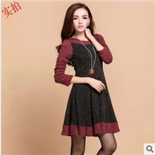 韩国2013秋装新款女装显瘦长袖打底毛衣针织连衣裙