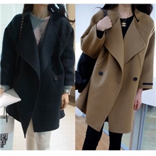 13【镇厂之宝】韩版女秋装热销甜美翻领斗篷式百搭呢大衣外套A219