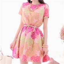 13【镇厂之宝】夏韩版女装奢侈甜美花收腰连衣裙大量现货A327