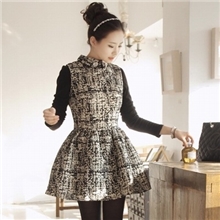 2013秋装热销公主裙复古花纹翻领提花无袖新款连衣裙批发A245