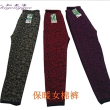 冬季加大加厚中老年长丝印花男女不倒绒保暖棉裤北方义乌打底裤