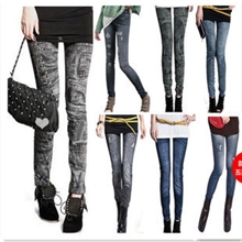 仿牛仔打底裤女大码夏秋冬韩版潮九分牛仔裤弹性好显瘦长裤加绒