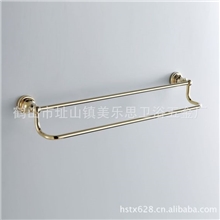 厂家真销、高档全铜、卫浴挂件、金色、双杆毛巾杆