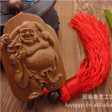 LYTA-057H精品热销大肚佛仿古木雕挂件桃木挂件定制