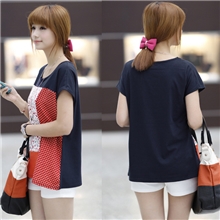 2013韩版气质拼色厂家直销网店货源实体店批发棉T恤批发