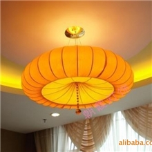 新品田园风情布艺吊灯大厅走廊南瓜形吊灯室内照明灯具0011