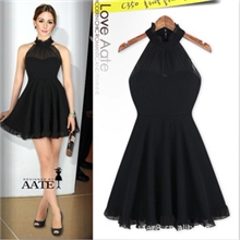 厂家直销欧美风挂脖连衣裙2905