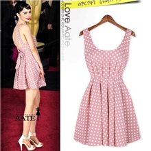 淘宝免费代理一件代发2013年新款欧美明星范波点露背连衣裙3178