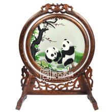 苏绣熊猫手工绣品双面绣工艺品刺绣中国风礼品