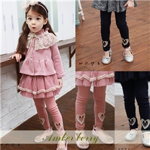 [Amberberryˉ1193现货]广东产地韩版秋装女童桃心纯棉打底裤