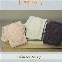 Amberberry116813年秋冬新品童装女童蕾丝补丁纯棉打底裤