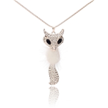 韩国饰品批发百搭可爱带毛狐狸长款毛衣链毛衣链吊坠支持混批